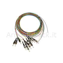 Set 12 cavi pigtail fibra ottica colorati connettori st om3 simplex 2 mt