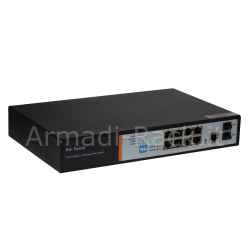 Switch di rete 8 porte gigabit poe 150 watt + 2 porte sfp e una porta console rj45 layer 2