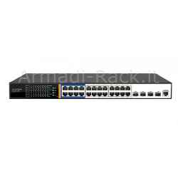 Switch di rete 24 porte poe 400 watt + 4 porte sfp gigabit e una porta console layer 3