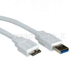 Cavo usb 3.0 connettori usb a - micro usb b mt. 3 colore bianco