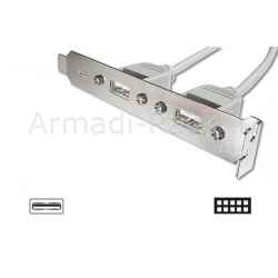 Pannello Slot con 2 Connettori Esterni USB Tipo A, Femmina - Connettori Interni Alla Piastra Madre 2X5 Pin 2,54 Mm (Ak 674 0.3M)