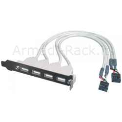 Piastrina con 4 Connettori USB Tipo a Esterni - Connettore Alla Piastra Madre 2X10 Pin 2,54 Mm. (Ak 674-2/10)
