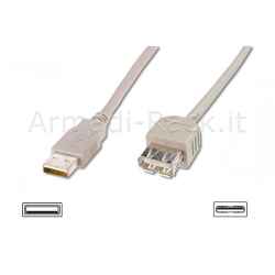 *Cavo Prolunga USB Mt. 2 - Connettori a Maschio-Femmina Certificato USB 2.0 (Ak 701/2)