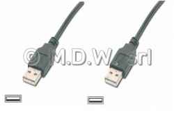 Cavo USB Mt. 3 - Connettori USB Tipo a Maschio/Maschio Certificato USB 2.0 Colore nero