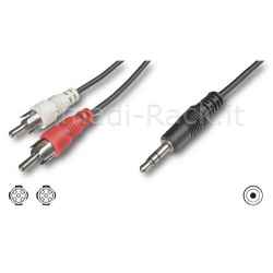 Cavo Stereo per Collegamento Casse-Scheda Audio 1 Connettore 3,5 Mm. - 2 Connettori Cinch (Rca) Maschio - Mt. 2,50 (Ak243-025)