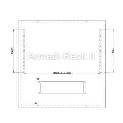 Tetto avvitato con vano per 6 unità rack 19 pollici e passaggio cavi completo di flange per armadi 596 x 596