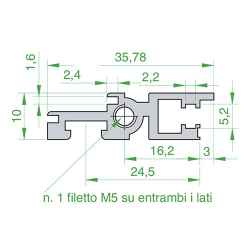 Profilo anteriore predisposto per cerniera 63TE