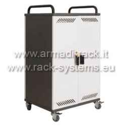 Armadietto metallico con ruote per custodia e trasporto notebook, laptop, portatili.