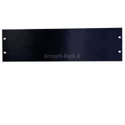 Piastra chiusura frontale in alluminio estruso anodizzato nero, pannello cieco 3 unità rack 19"