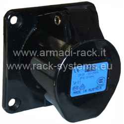 Presa CEE dritta da incasso. Connettore con contatti protetti, 16 A, 230 V, montaggio a pannello, femmina, 2P+T colore nero