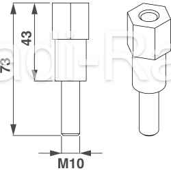 Distanziale per coperchio angolare VDG43_2019 filetto M10 maschio M10 femmina, lunghezza 43 mm