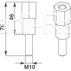 Perno distanziatore per piedi, ruote, golfari, staffe VDG10X44 filetto...