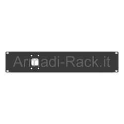 Pannello rack 19" 2 unità preforato per 1 spina industriale 220v 16a 90° palazzoli