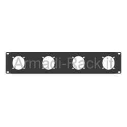 Pannello rack 19" 2 unità per 4 prese/spine pce 70x70 mm 16/32a da pannello