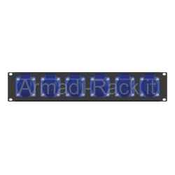 Pannello rack 19" 2 unitàcon n° 6 prese 220v 16a gewiss 10° flangia ridotta. in kit di montaggio