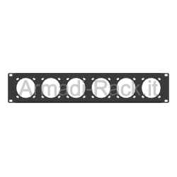 Pannello rack 19" 2 unità preforato per 6 prese 220v 16a palazzoli o ilme