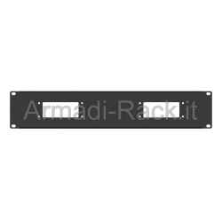 Pannello rack 19" 2 unità preforato per 2 connettori multipolari harting scame 16 poli