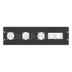 Pannello rack 19" 3 unità preforato per 3 prese 220v 16a gewiss e 6 moduli din