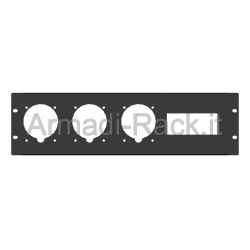 Pannello rack 19" 3 unità preforato per 3 prese 220v 32a gewiss flangia normale e 6 moduli din