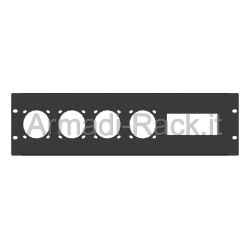 Pannello rack 19" 3 unità preforato per 4 prese 220v 16a palazzoli o ilme