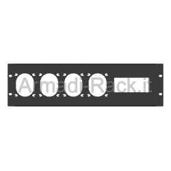 Pannello rack 19" 3 unità preforato per 4 prese 220v 16a gewiss flangia normale + 6 moduli din