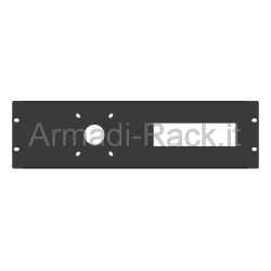 Pannello rack 19" 3 unità preforato per spina 380v 16a gewiss + 9 moduli din