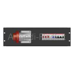 Pannello rack 19" 3 unità completo di 1 spina 380v 16a gewiss, magnetotermico, differenziale e gemme