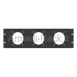 Pannello rack 19" 3 unità preforato per 3 prese 380v 32a gewiss inclinata o scame