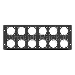 Pannello rack 19" 4 unità preforato per 12 prese 220v 16a palazzoli o ilme