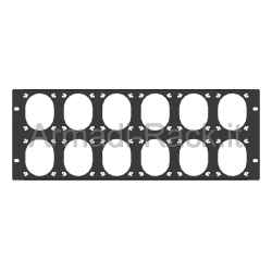 Pannello rack 19" 4 unità preforato per 12 prese 220v 16a gewiss flangia normale o scame