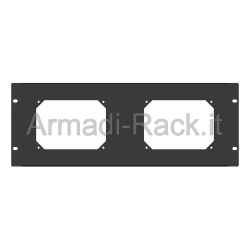 Pannello rack 19" 4 unità preforato per 2 prese 16a / 32a gewiss interbloccate