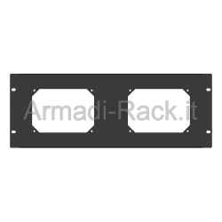 Pannello rack 19" 4 unità preforato per 2 prese 16a / 32a gewiss interbloccate