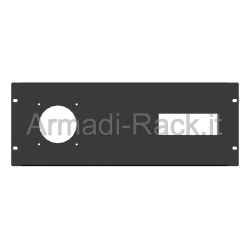 Pannello rack 19" 4 unità preforato per 1 spina industriale dritta 380v 63a scame + vano per 7 modul
