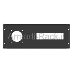Pannello rack 19" 4 unità preforato per 1 spina dritta 380v 63a scame + vano per 11 moduli din