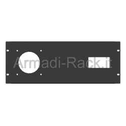 Pannello rack 19" 4 unità preforato per 1 spina dritta 380v 125a scame + vano per 5 moduli din