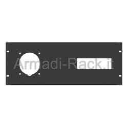 Pannello rack 19" 4 unità preforato per presa 380v 63a gewiss + vano per 8 moduli din