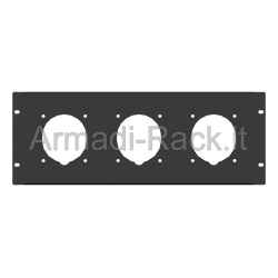 Pannello rack 19" 4 unità preforato per 3 prese 380v 63a ip67 gewiss o scame