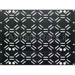 Pannello rack 19" 8 unità di chiusura posteriore/anteriore con fessure per il passaggio dell'aria