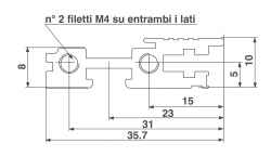 profilo anteriore con 2 fori di fissaggio, lunghezza 116T