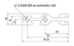 profilo posteriore con 2 fori di fissaggio, lunghezza 11HP