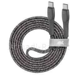 Cavo ricarica piatto in nylon resistente type-c / type-c 1,2m grigio