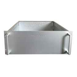 Contenitore rack a cassetto fisso per carichi pesanti, frontale in alluminio con maniglie, varie unità rack e profondità