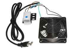 Ventola 220 volt AC 120x120x38 mm completa termostato 0 - 60°C con staffa e cavo di alimentazione attestato con presa italiana 10A
