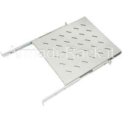 Ripiano rack estraibile su binari telescopici completo di guide, superficie di appoggio 410 x 550 mm 1 unità colore grigio RAL7035