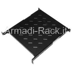 Ripiano rack estraibile su binari telescopici completo di guide, superficie di appoggio 410 x 550 mm 1 unità colore nero RAL9005