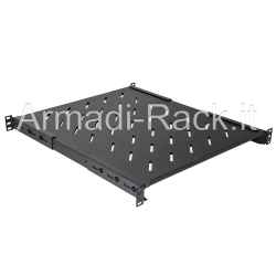 Ripiano fisso con piano di appoggio profondità 550mm, 4 staffette fissaggio rack regolabili, occupa 1 unità colore nero RAL 9005