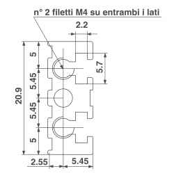 Profili posteriori mediani per montaggio con listelli isolanti, lunghezza 08HP