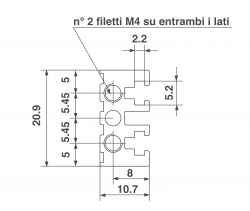 Profilo posteriore mediano per montaggio diretto, lunghezza 42HP (Half rack)