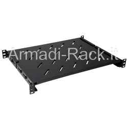 Ripiano fisso con piano di appoggio profondità 350mm, 4 staffette fissaggio rack regolabili, occupa 1 unità colore nero RAL 9005