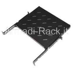 Ripiano rack estraibile su binari telescopici completo di guide, superficie di appoggio 410 x 350 mm 1 unità colore nero RAL9005